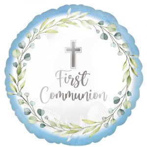 Blue Holy Cross First Communion  Foil Balloon