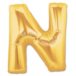 14inch Air-Inflated Letter "N" Gold Foil Balloon