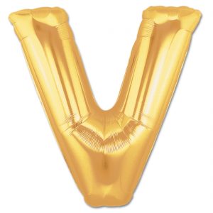 14inch Air-Inflated Letter "V" Gold  Foil Balloon