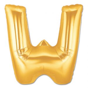 14inch Air-Inflated Letter "W" Gold  Foil Balloon