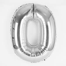14inch Air-Inflated Number “0” Silver Foil Balloon
