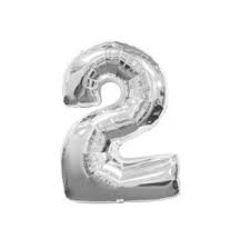 14inch Air-Inflated Number “2” Silver Foil Balloon