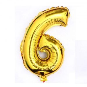 14inch Air-Inflated Number “6” Gold Foil Balloon