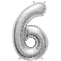 14inch Air-Inflated Number “6” Silver Foil Balloon