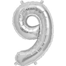 14inch Air-Inflated Number “9” Silver Foil Balloon