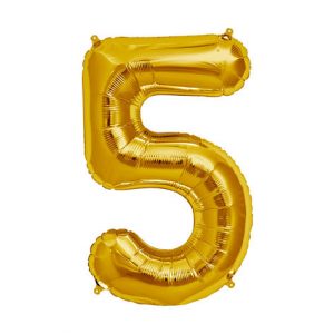 14inch Air-Inflated Number “5” Gold Foil Balloon
