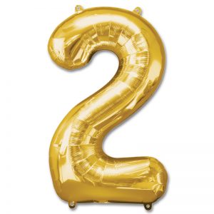 14inch Air-Inflated Number “2” Gold Foil Balloon