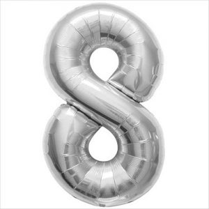 14inch Air-Inflated Number “8” Silver Foil Balloon