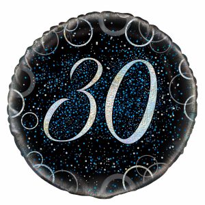 30th Birthday Black&Blue Foil Balloon 18″