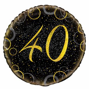 40th Black&Gold Birthday Balloon 18"