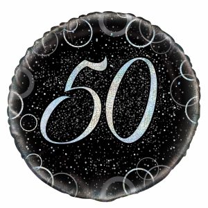 50th Birthday Black&Silver Foil Balloon 18″