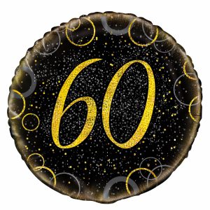 60th Birthday Black&Gold Foil Balloon 18″