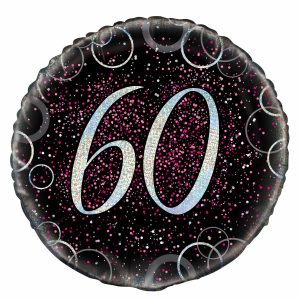 60th Birthday Black&Pink Foil Balloon 18″