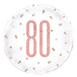 80th Birthday Rosegold Foil Balloon 18″