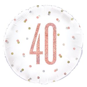40th Birthday Rosegold Foil Balloon 18″