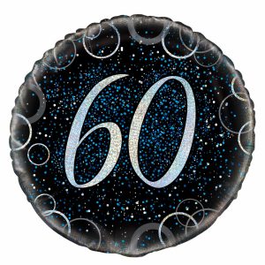 60th Birthday Black & Blue Foil Balloon 18″