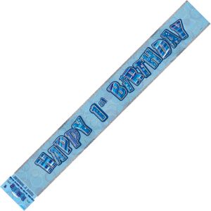 Happy 1st Birthday Prismatic Banner Blue