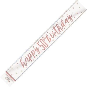 Happy 50th Birthday Prismatic Banner Rosegold