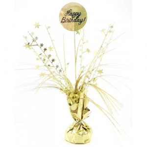 Black & Gold Centrepiece Weight Happy Birthday