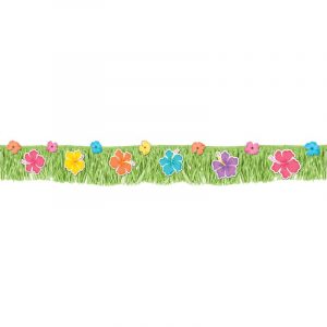 Summer Hibiscus Fringed Plastic Banner & Fabric Flowers