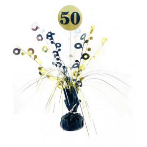 Black & Gold Centrepiece Weight 50th