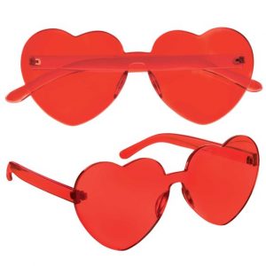 Heart Shaped red frameless glasses