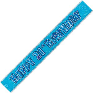 Happy 21st Birthday Prismatic Banner Blue