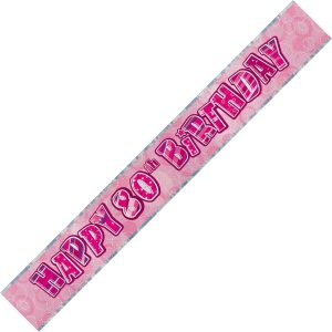 Happy 80th Birthday Prismatic Banner Hot Pink