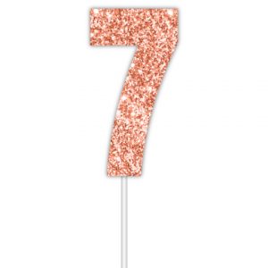 Number 7 Glitter Cake Topper - Rose Gold