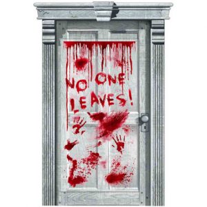 ASYLUM NO ONE LEAVES! DRIPPING BLOOD DOOR DECORATION PLASTIC
