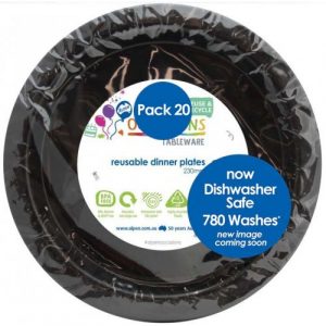 Dinner Plate Black 20pk 230mm