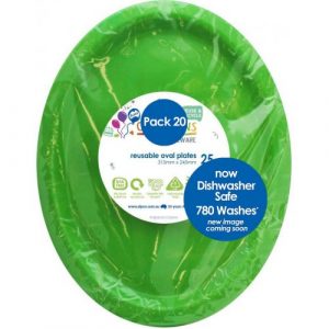 Large Oval Plate Lime Green 20pk 315mm x 245mm