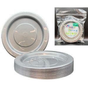 Snack Plate Silver 20pk 180mm