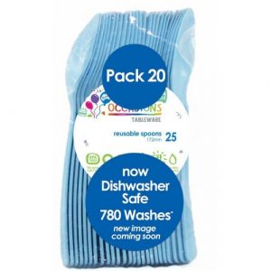 Light Blue Heavy Duty Spoons 20pk 170mm