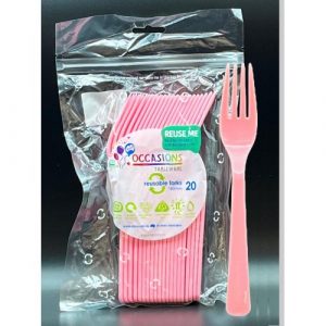 Pastel Pink Heavy Duty Forks 20pk 190mm