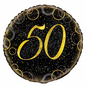 50th Birthday Black&Gold Foil Balloon 18″