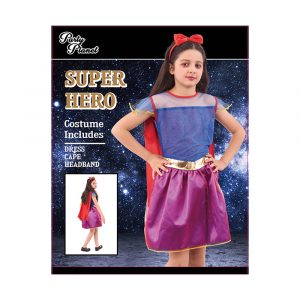 GIRL HERO COSTUME-INCLUDING DRESS, CAPE, HEADBAND
